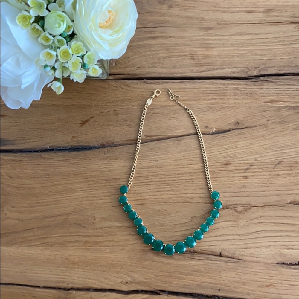 Fossil gold and green 16-19in necklace